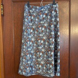 Like New! Loft Satiny Floral Midi Skirt